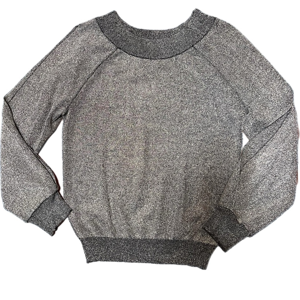 Molly Bracken metallic silver gray open sleeve sweater